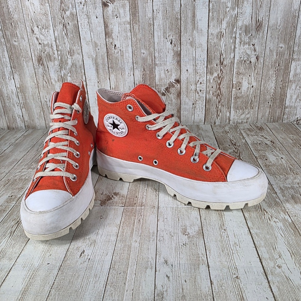 Converse All Star‎ Lugged High Top Platform Sneakers Orange Womens Size 10.5 - Picture 6 of 8